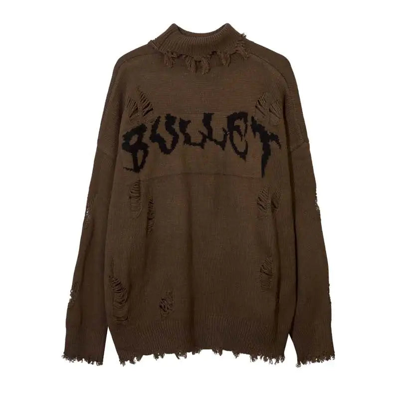 Men's Jacquard Sweater with Street Tide Dark Design
