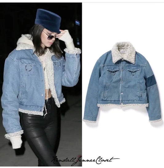 Chaqueta de Denim Grueso con Forro de Lana de Cordero