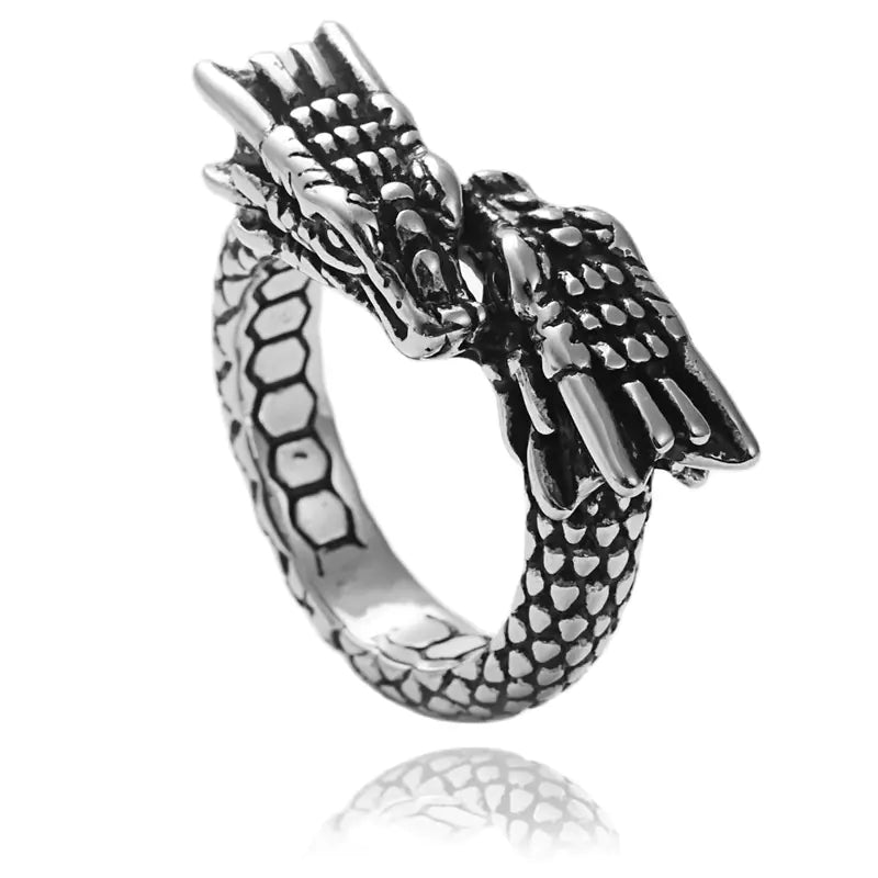 Titanium Chinese Dragon Ring