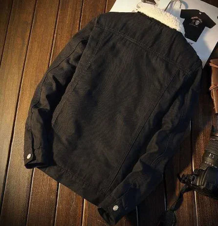 Chaqueta de Denim Grueso con Forro de Lana de Cordero