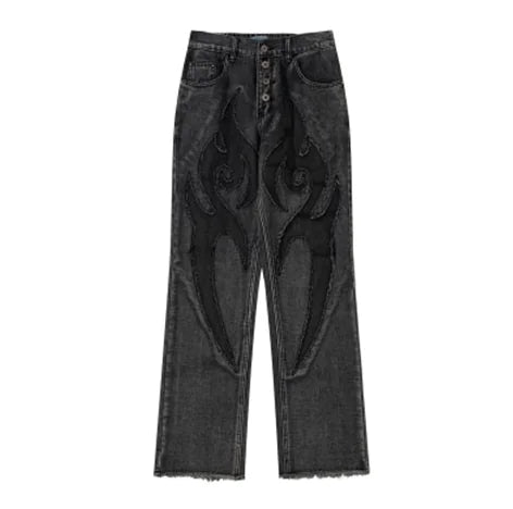 Jeans con Parches y Grafiti Lavados