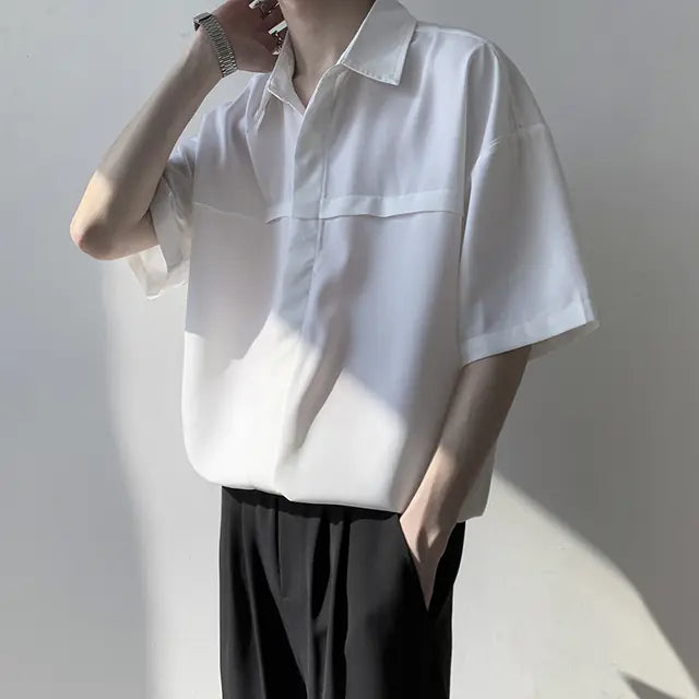 Versatile Men's College Couple Cotton Polyester Shirt