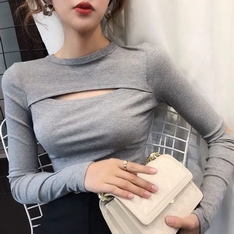 Women's Slim Fit Long Sleeve Cotton T-Shirt