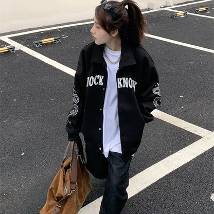 American Street Mask Letter Oversized Jacket