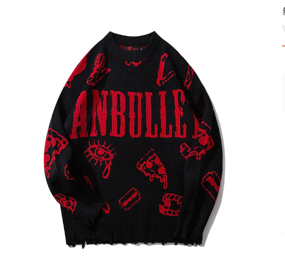 Suéter Jacquard con Grafiti de Hip Hop para Hombre